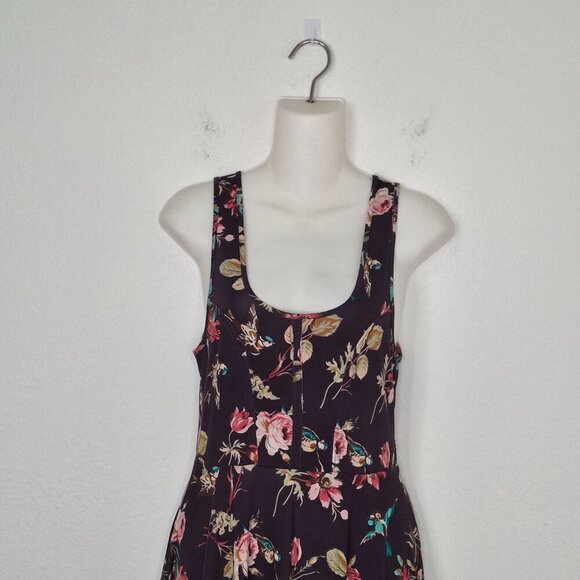 Free People Floral Skater Dress Sz S Mini Birds Whimsigoth Fairy Bohemian VTG - Picture 6 of 16